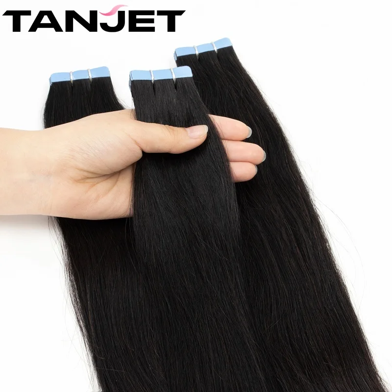 Straight Tape In Human Hair Extensions Women Natural Black 12\'\'-26\'\' Straight Tape Ins Hair Extensions Real Remy Hair 20pcs/pack