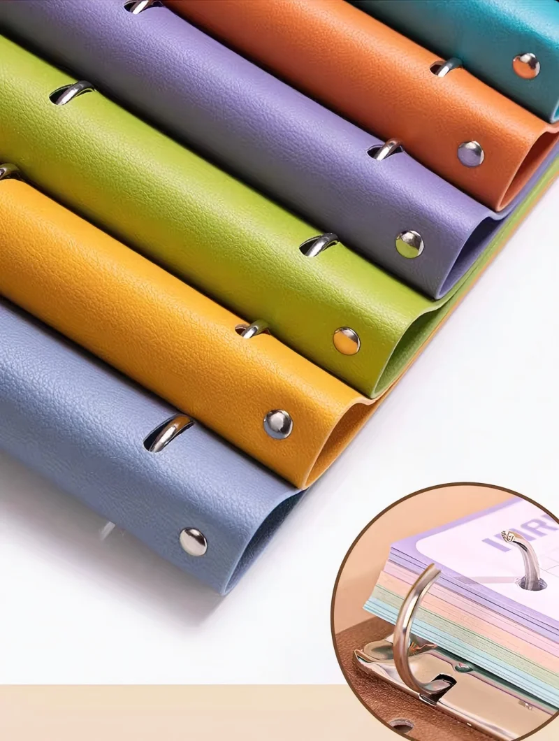 A4 Soft PU Leather Notebook Binder, Refillable 4 Round Ring Binder Cover for A4 Filler Paper, Notebook Personal Planner Binder