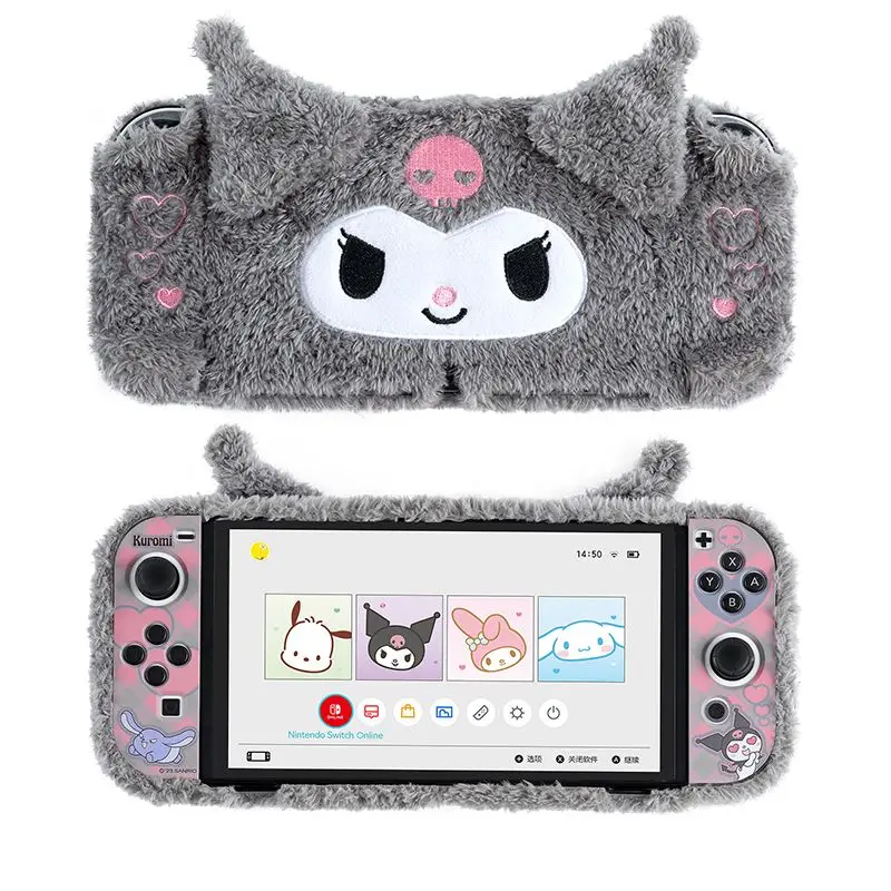 

Защитный чехол-футляр для Nintendo Switch с Куроми (Sanrio), плюшевый, жесткий, для хранения, аксессуары для игровой консоли, мультяшный, кавайный, 2026