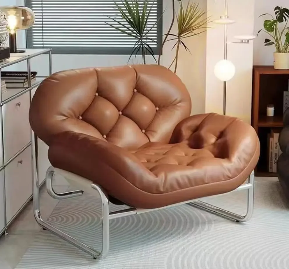 Modern Upholstered Cats Paw Leather Dining Chair for Business Dining Room Single Recliner Sofa Chair For Balcony Office Chair image 5