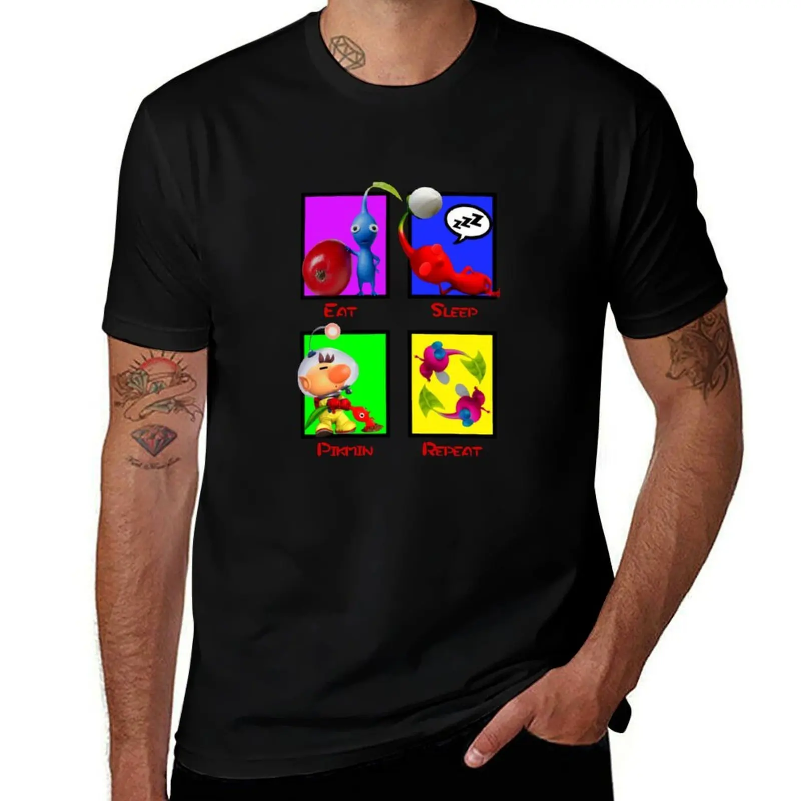 Eat sleep pikmin repeat T-Shirt Casual Fashion Short Sleeve Cotton T-Shirt
