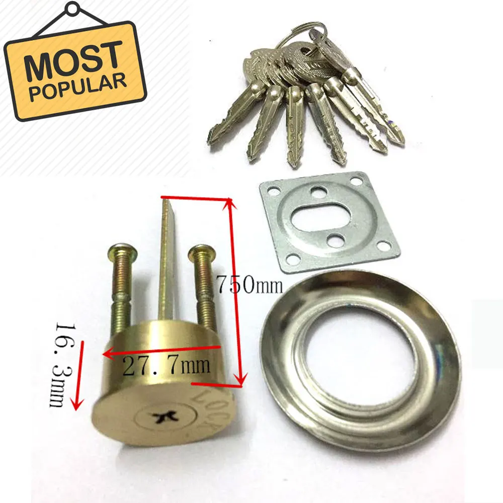 High Quality Copper Door Lock Cylinder with 6 Key Rotary Switch Replacement Universal Round Iron/Wooden Door Lock