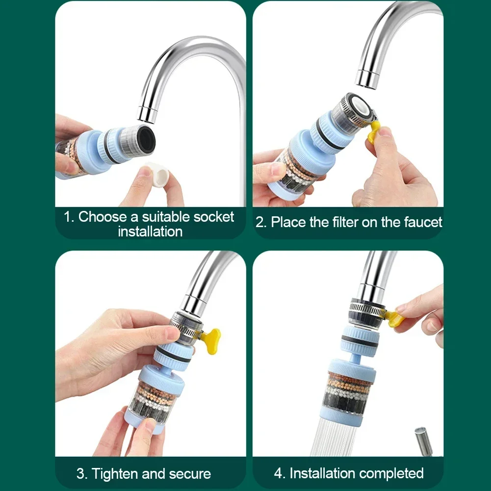 Universal 6-Layer Faucet Tap Water Purifier Filter 360 Degree Rotating Splashproof Kitchen Bathroom Water Saving Bubbler