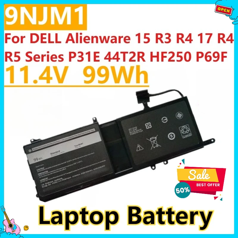 

Новый аккумулятор для ноутбука 9NJM1, 11,4 В, 99 Втч для DELL Alienware 15 R3 R4 17 R4 R5 серии P31E 44T2R HF250 P69F MG2YH