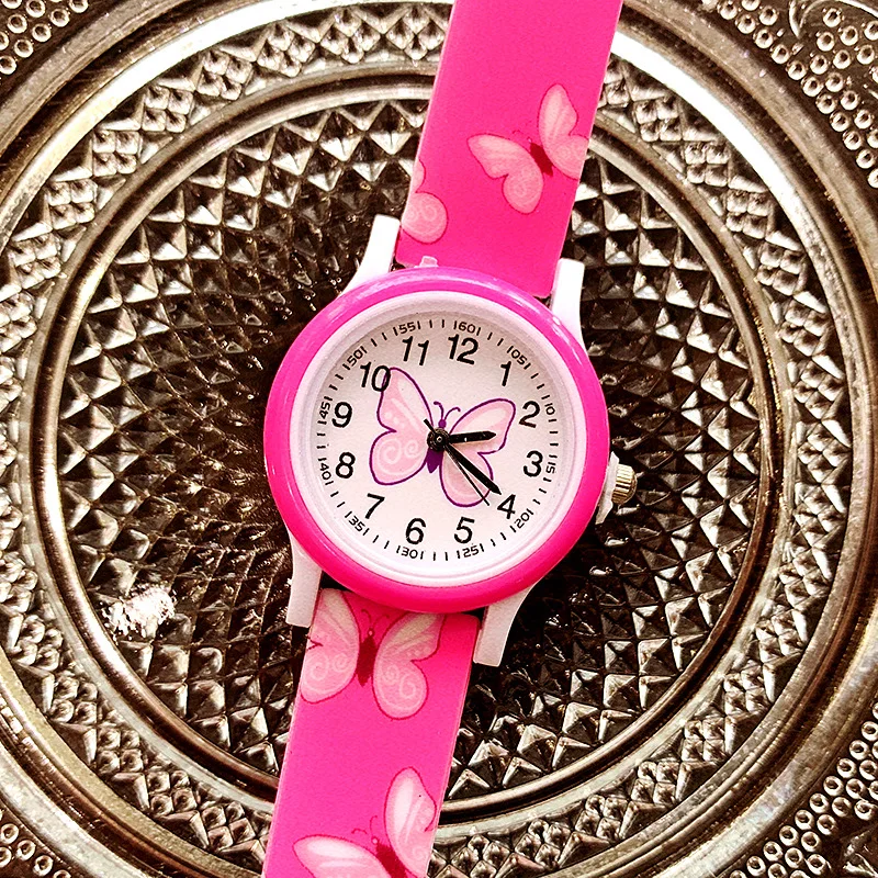 Nuevos relojes de moda para chicas, Reloj de dibujos animados de nube de mariposa para niños, Reloj de cuarzo, Reloj de pulsera bonito para niños, Reloj de regalo para Mujer