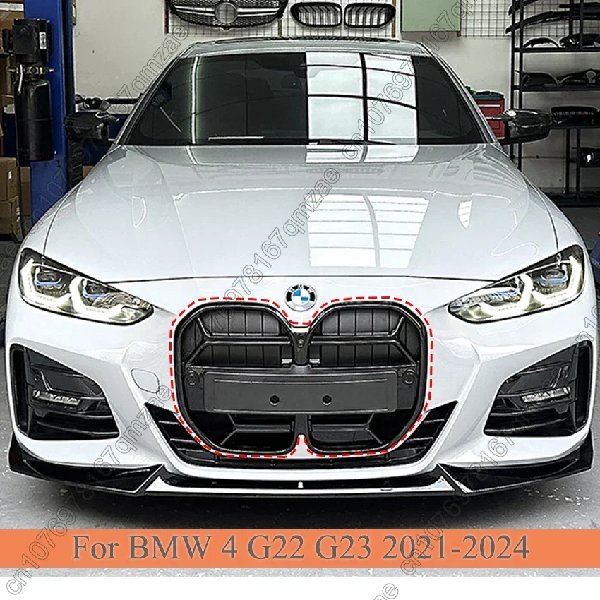 

Car Front Bumper Grills For BMW 4 Series G22 G23 430i M440i 2021-2024 Glossy Black CSL/Diamond Style Replacement Kits ABS Grille