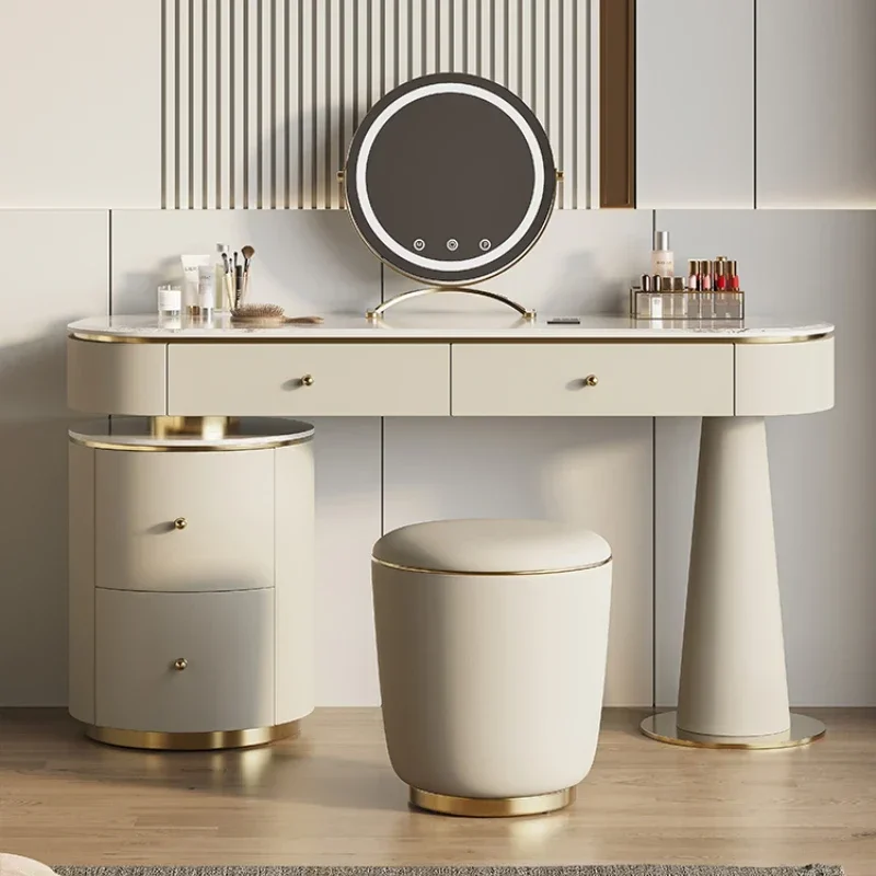 Light Mirror Vanity Table Drawers Storage Aesthetic Makeup Dressing Table Room Nordic Coiffeuse De Chambre Bedroom Furniture