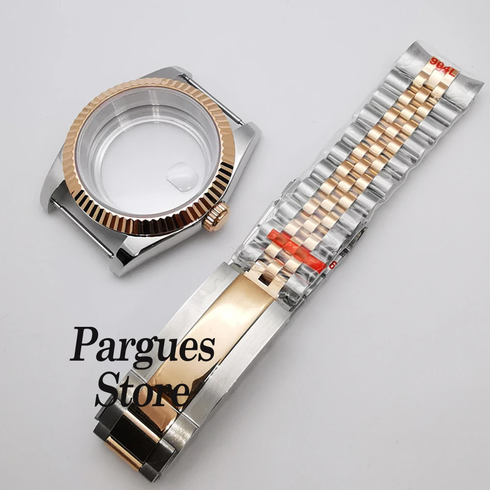 36mm/39mm Sapphire Glass Silver/Rose Gold Watch Case Strap Fit NH35 NH36, Miyota 8215 DG2813, ETA 2824 ST2130 PT5000 Movement