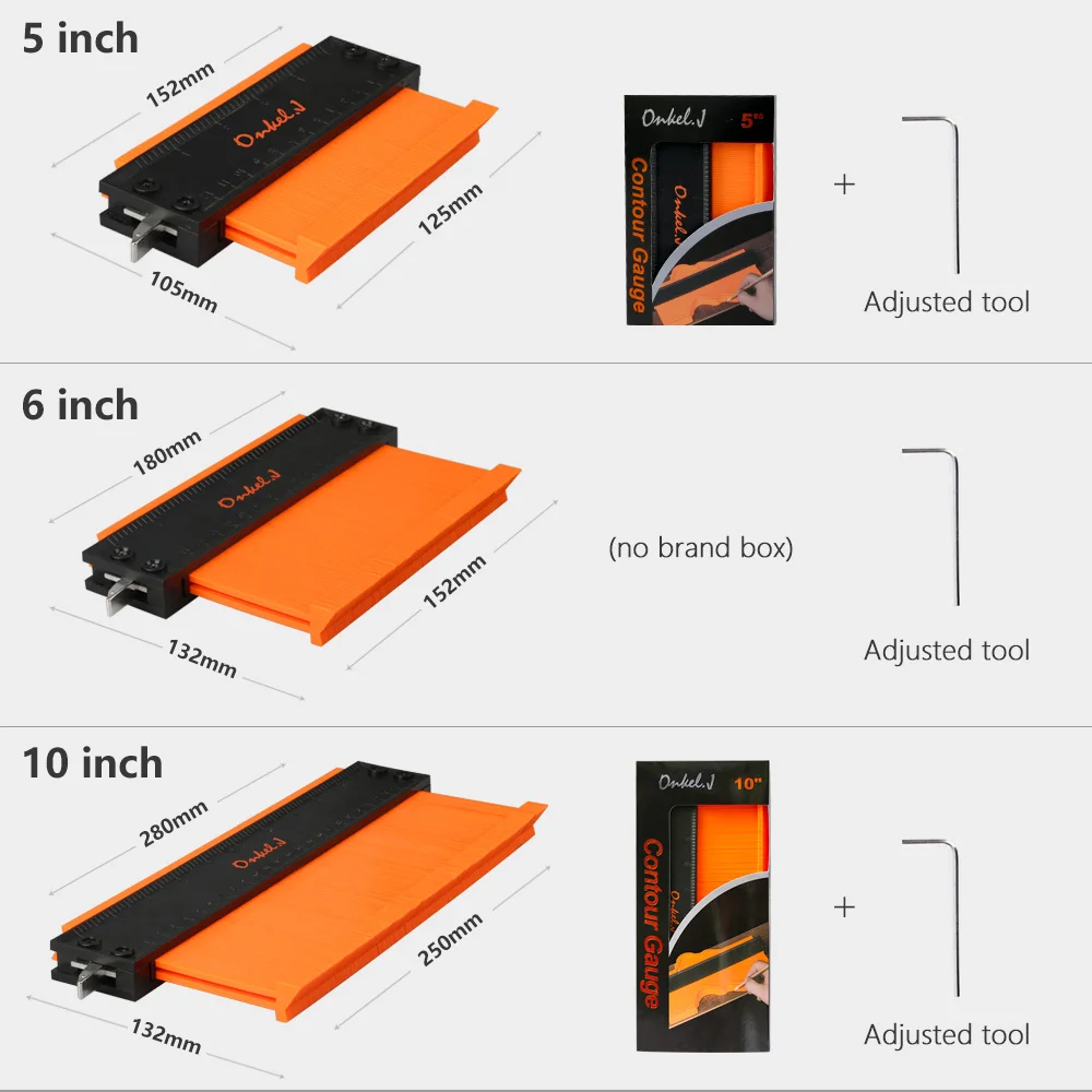 ล็อคโลหะผสม Contour Profile วัดลามิเนต Edge Shaping ไม้วัดไม้บรรทัด ABS Contour Gauge Duplicator 5/6/10นิ้ว