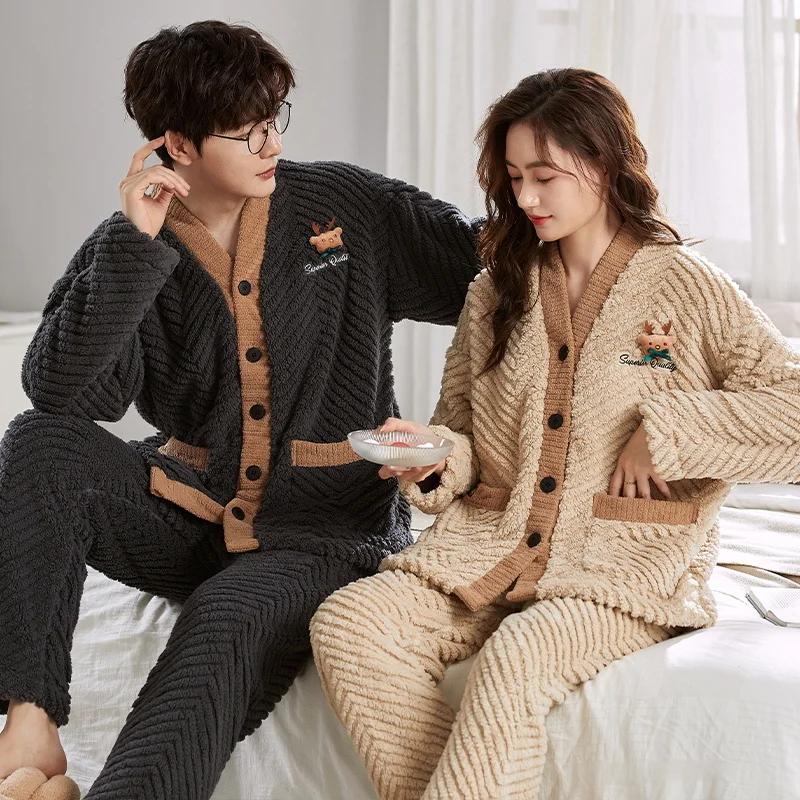 

Pajama Sets Padded Women Winter Weight Velvet Plain Long Sleeve Zip Pants Thermal Warm Thick Sleepwear Durable Cozy Soft Elegant