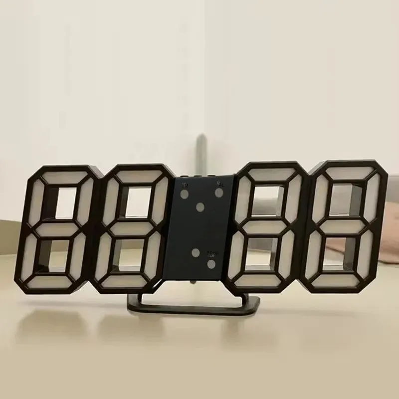

3D LED Digital Clock Luminous Fashion Wall Clock Multifunctional Creative USB Plug in Electronic Clock Home Decoration