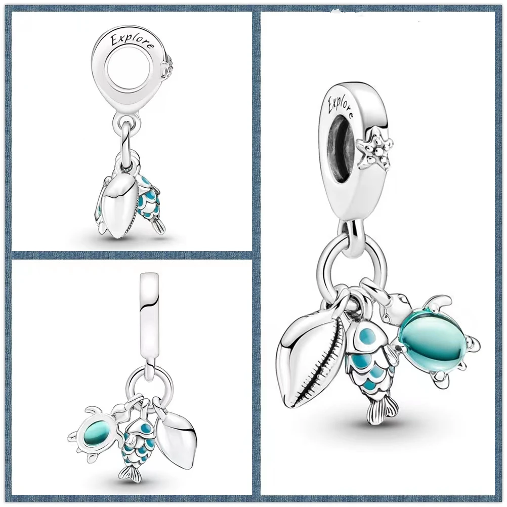 

New Marine Charm Beads, Suitable for Original Pandora Silver Plated Bracelets, Women's Fashion Jewelry