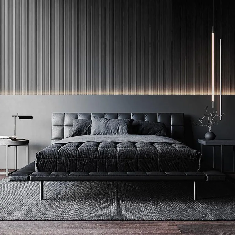 Bed, Designer Light Luxury 1.8 Meters Double Leather Gentleman