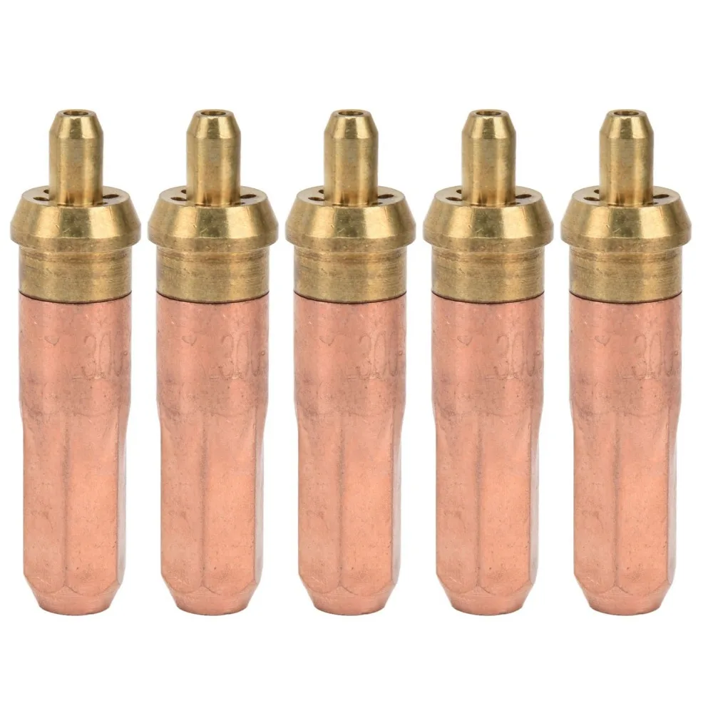 5pcs Gas Welding Equipment Copper Gas Cutting Tip Plum Ring Length 73 mm Propane Cutting Tip Welding Nozzles For Gas Welding