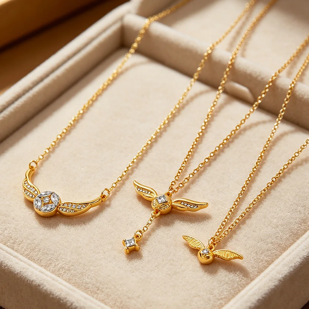 Golden Snitch pendant necklace, stylish collarbone chain, a cosplay gift for fans view 3