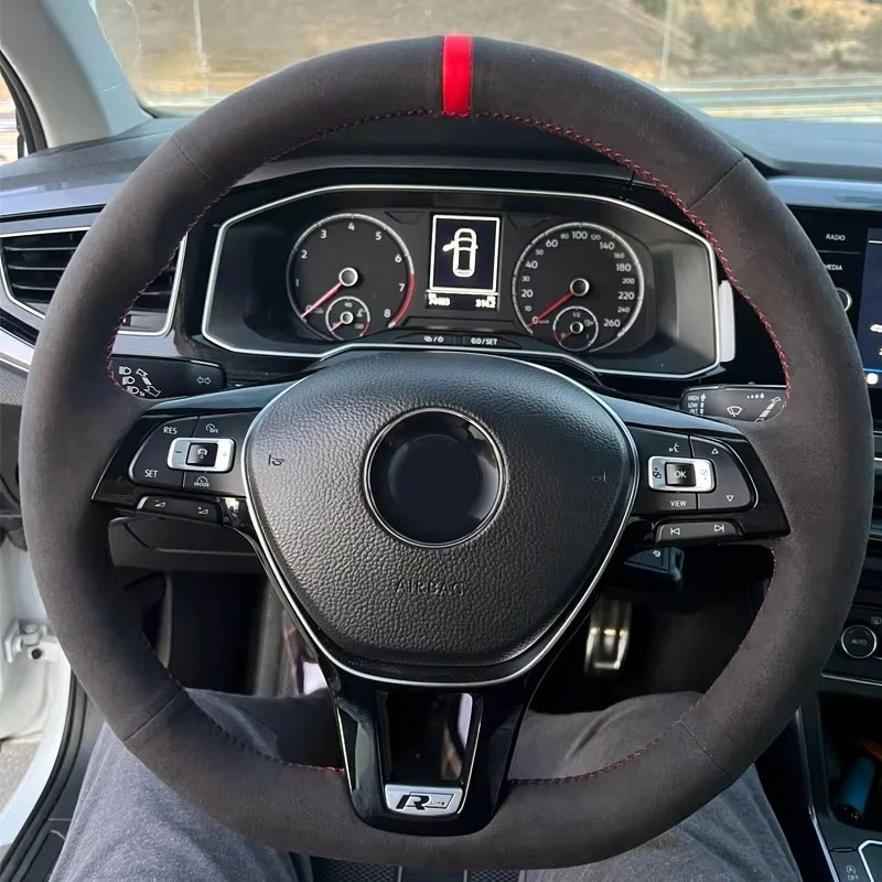 Soft Suede Leather Braid Car Steering Wheel Cover For Volkswagen Golf 7 VW Mk7 New Polo Jetta Passat B8 Steering Wheel Braid
