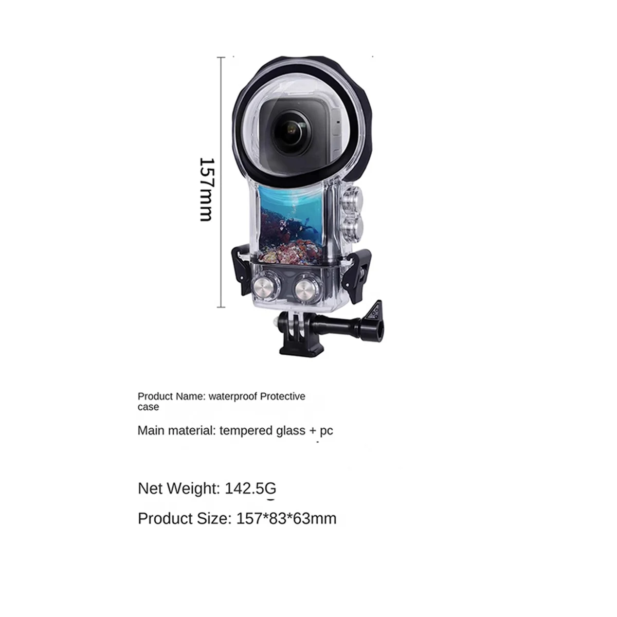Geeignet für insta360x3 Tauch schale 50m Unterwasser schutzhülle Tauch schale Panorama Motion Kamera Zubehör