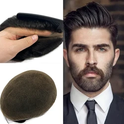 Super Breathable French Lace Hair System All Bleached Knotted Hair Prosthesis for Men All French Lace Human Hair Toupee