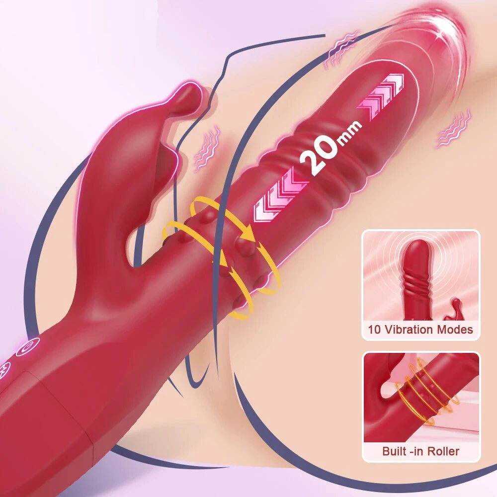Vibrador de conejo para mujer, potente estimulador de clítoris giratorio telescópico de punto G, masturbador femenino para adultos, juguetes sexys