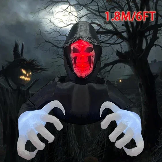 

Grim Reaper зловещий призрак Декор 1,8 м/6 футов Хэллоуин Надувная Модель со строительными огнями уличный двор Декор домашний сад фестиваль