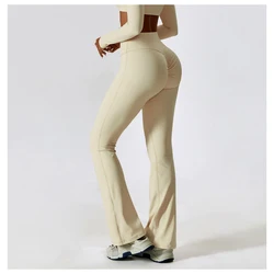 Pantalones de Yoga Acampanados para mujer, ropa deportiva de alta elasticidad, pantalones ajustados de baile, entrenamiento de glúteos, ropa deportiva de Fitness de cintura alta