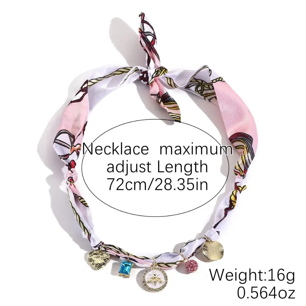 

New Colorful Scarves Necklace Stainless Steel Floral Clavicle Chain Vintage Choker Beach