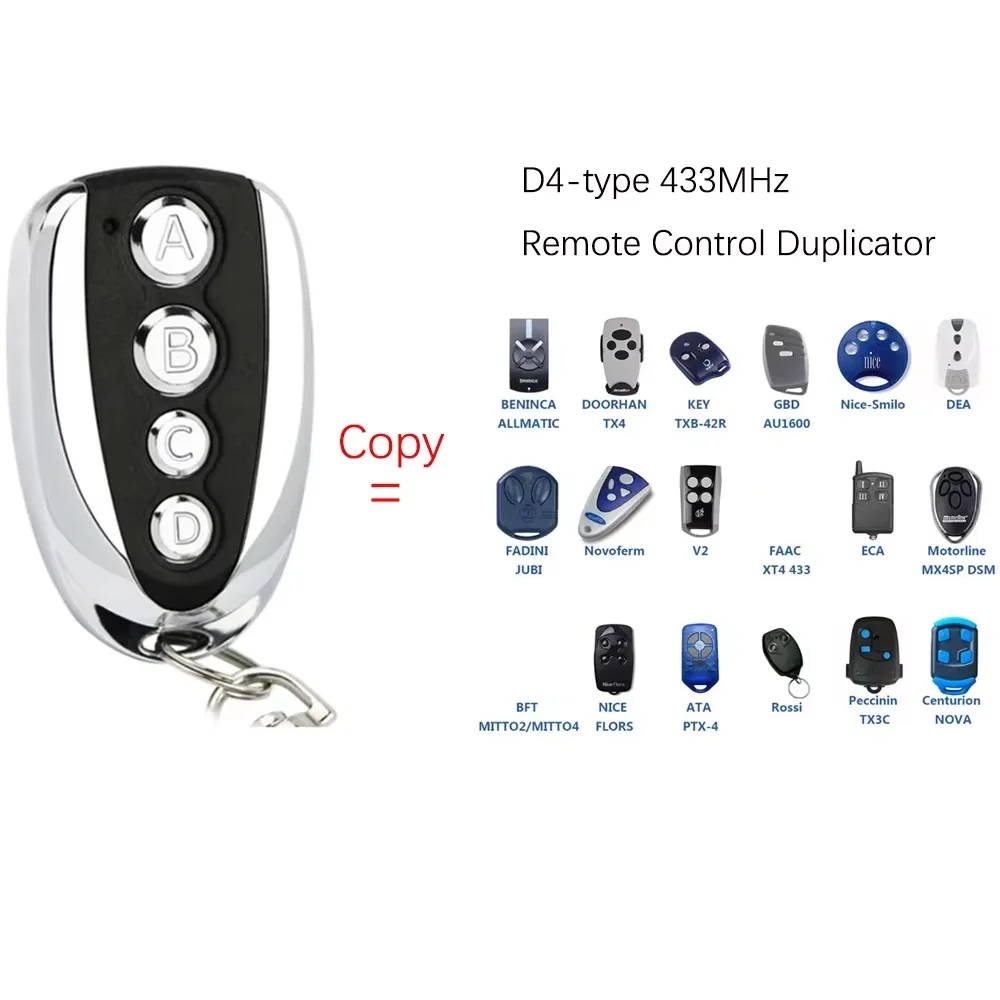 

433MHZ D4 Type Cloning Clone Code RF Remote Control Duplicator Transmitter for BFT FAAC