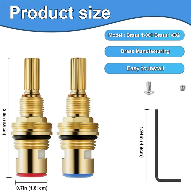 خرطوشة صمام 1-001 & 1-002 من النحاس الأكثر، متوافقة مع صنابير النحاس نيوبورت، هيكل نحاسي متين