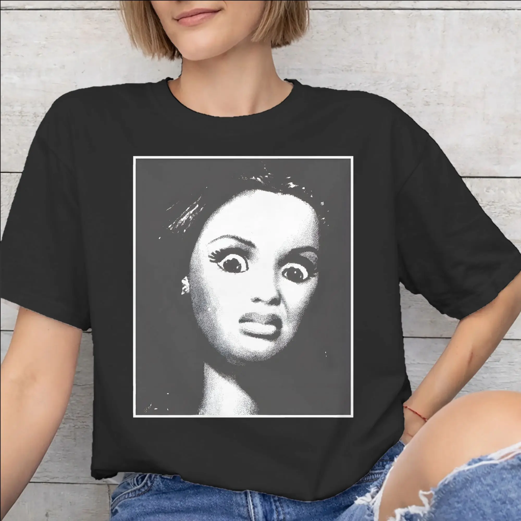 Disgusted Face Meme Doll Babe Merch Unisex T Shirts Cotton Tee New Arrival  Tops T-shirt
