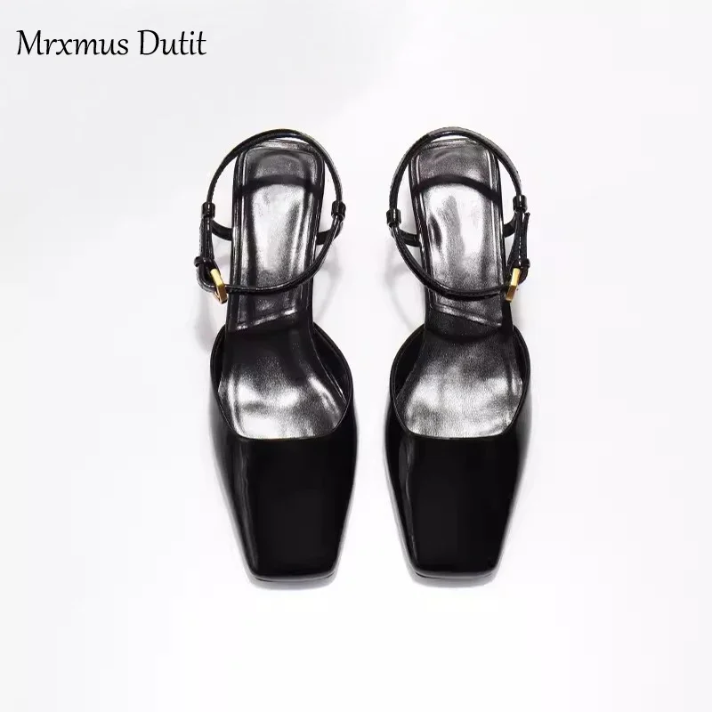 Mrxmus 2024 Summer Fashion Women New Square Head Muller Sandals Solid Elegant Casual Versatile Simple Shoes Female Chic Pumps