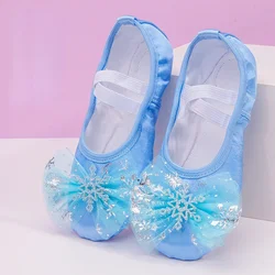 Zapato de Ballet de suela suave para niñas, zapatos de ejercicios de bailarina china con garra de gato, Baile de Princesa encantadora