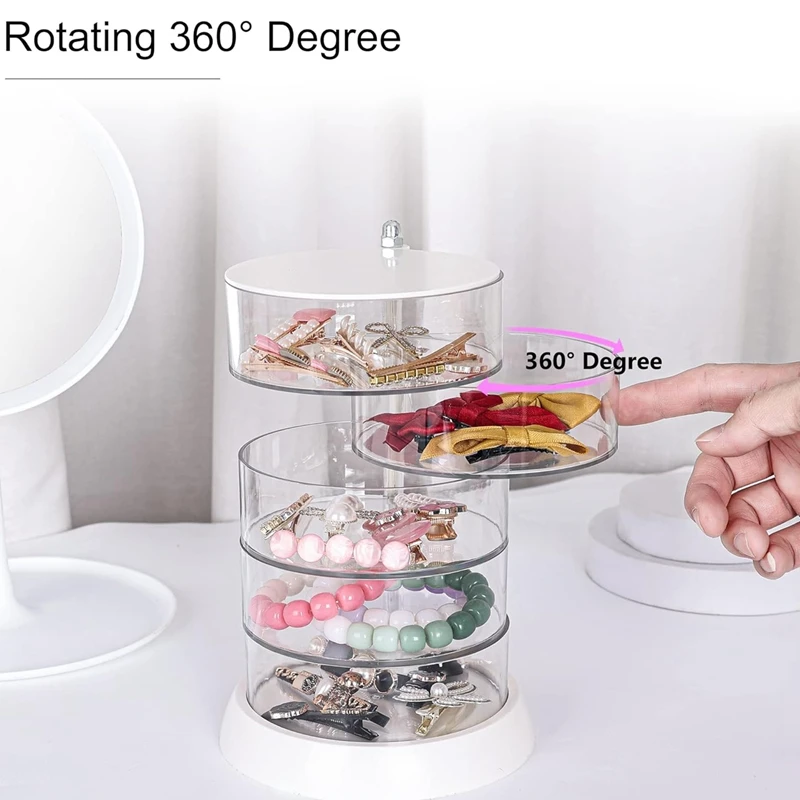 360° Rotating Hair Spare Parts Organizer, Bathroom Container For Headband, Bows, Hair Tie, Hair Tools, Scrunchie