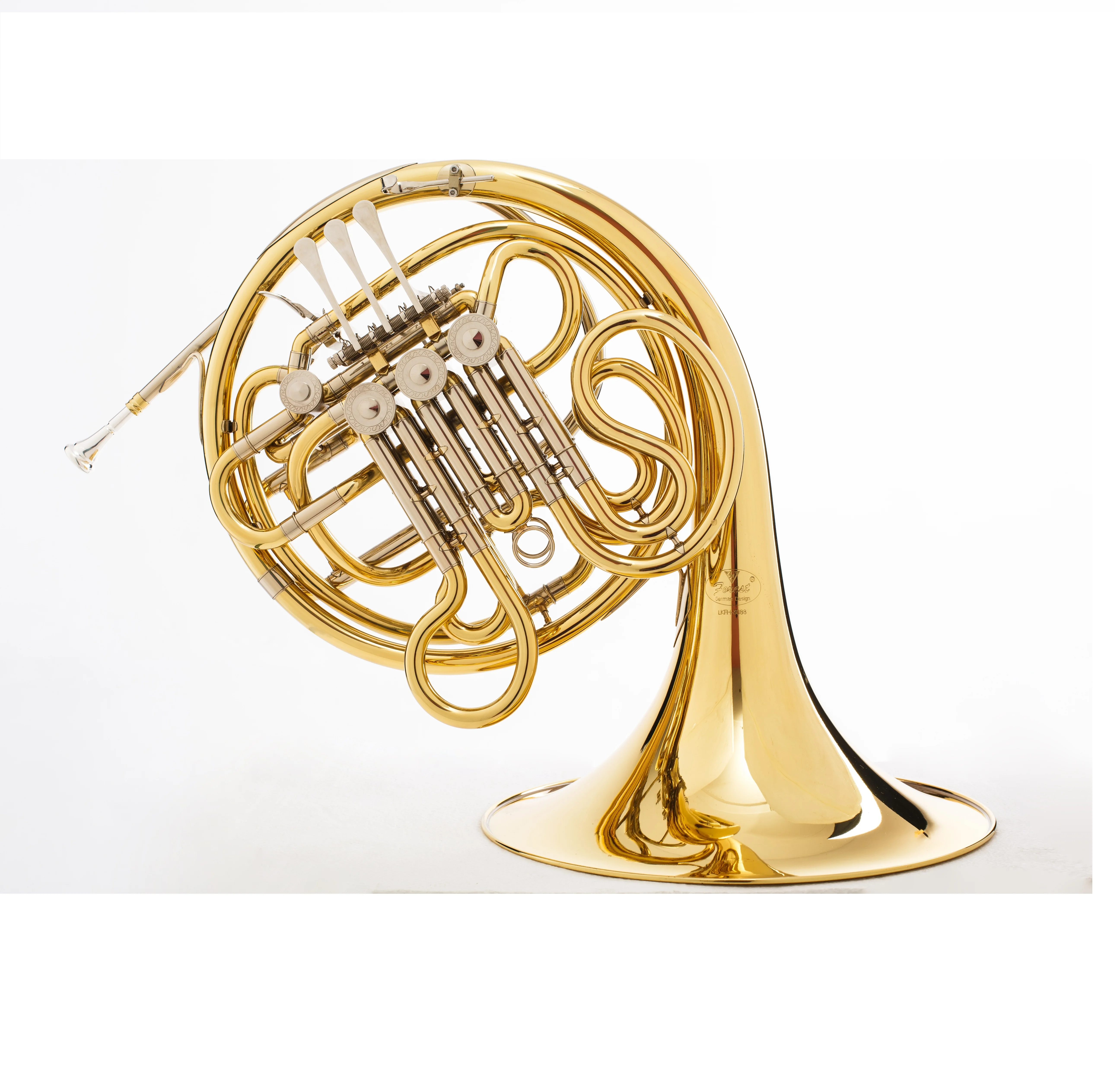 Good Quality Musical Brass French Horn Gold Lacquer F/Bb 4 Key Double French Horn OEM