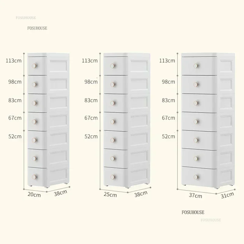 Modern Simple Bathroom Cabinets for Toilet Narrow Edge Drawer-type Movable Cabinet Household Plastic Furniture for Dormitory