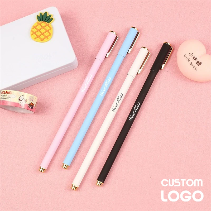 8pcs Fashion Thin  Metal  Pen Personalized Custom Logo Carving Name Simple Matte Signature Pen Student Stationery Teacher Gifts
