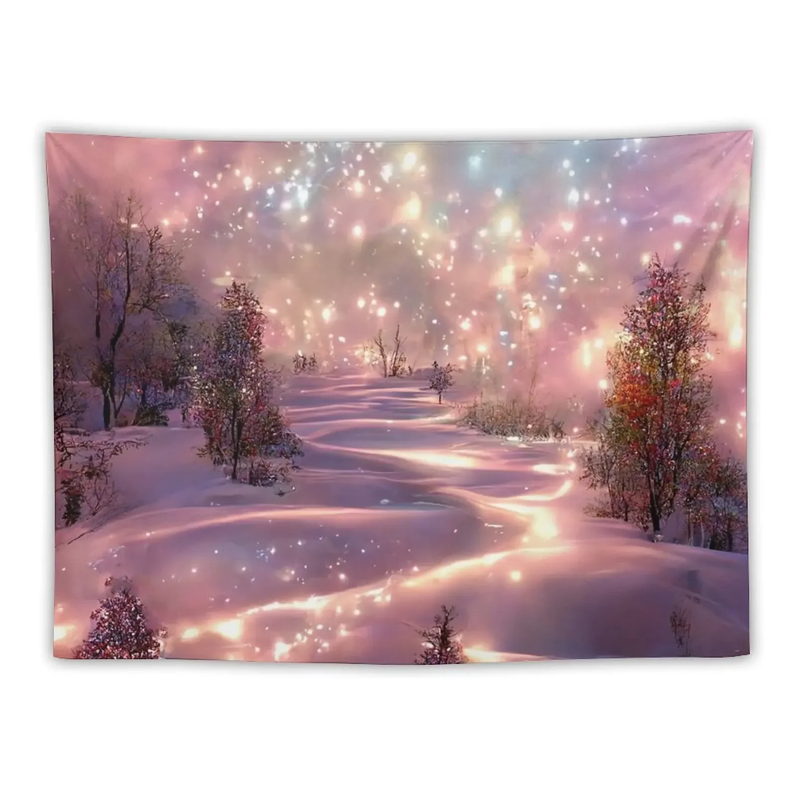 

Fairytale Christmas Gift Auora Borealis Room Decor Pastel Winterscape Abstract Art Print Tapestry Bed Room Decoration Tapestry