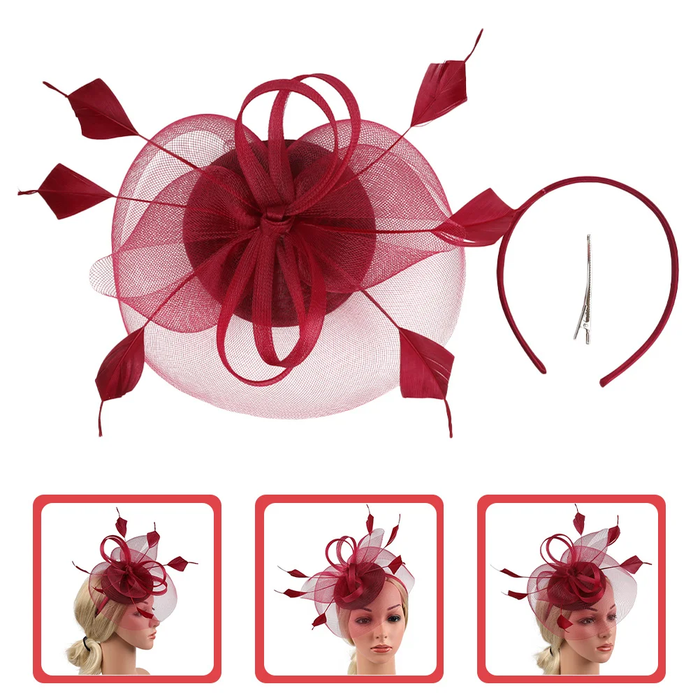 

Flower Headband Elegant Fascinator Hat For Women Wedding Tea Party Banquet Cosplay Artificial Plume Mesh