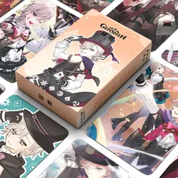 Tarjetas de Anime Genshin Impact Lomo para niños, caja de tarjetas postales, juegos de cartas, Neuvillette, Wriothesley, decoraciones de fiesta, juguete de regalo para niños, 50 piezas