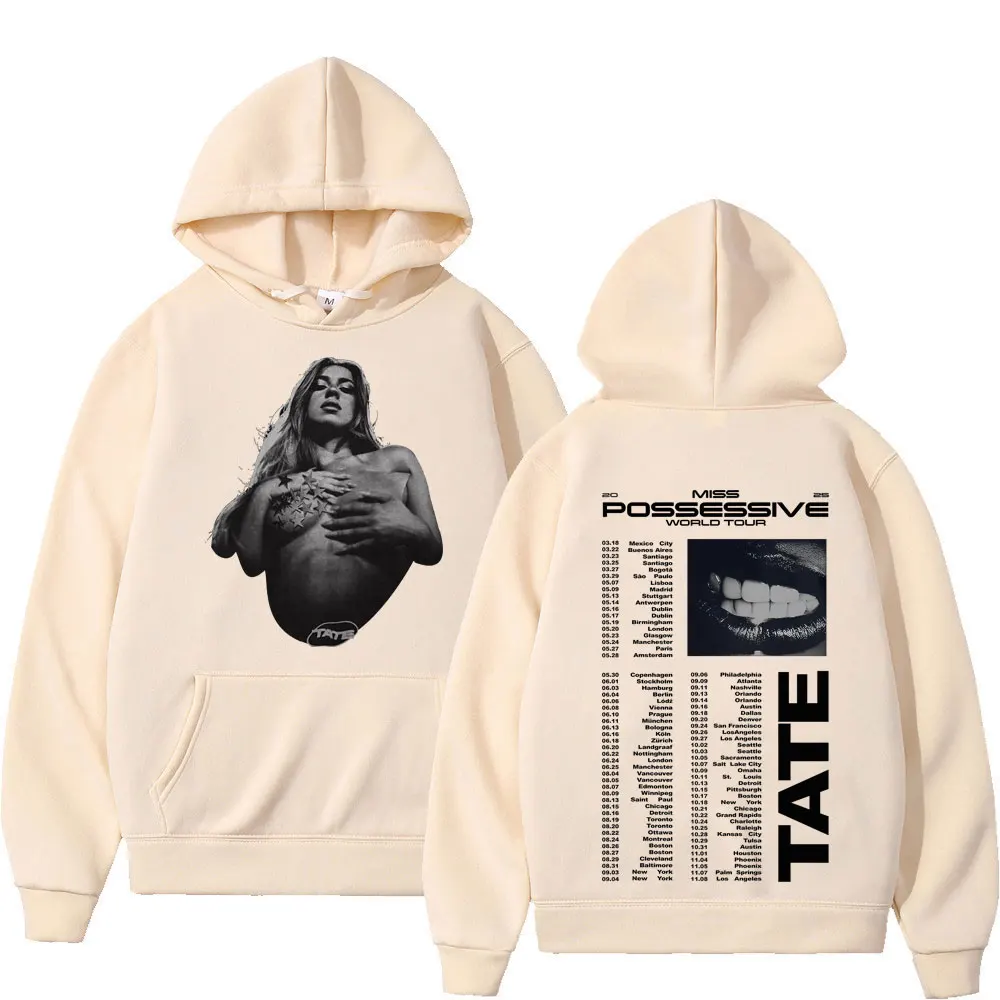Tate McRae Miss Possessive Tour 2025 Sudadera con capucha vintage para hombre y mujer, jersey estético de manga larga, sudaderas holgadas e informales