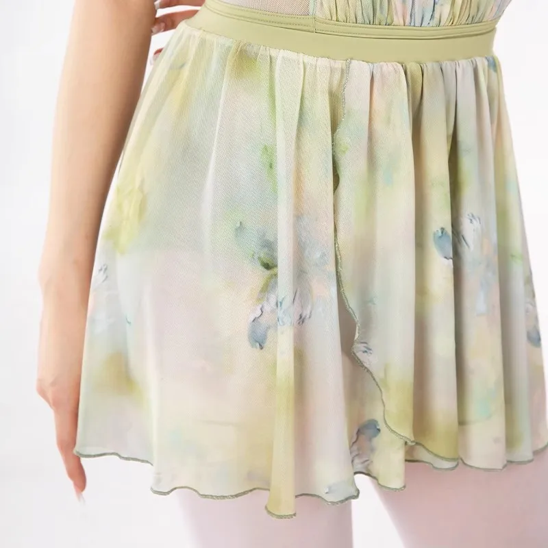 Adult Short Floral Skirt Dance Skirt Art Test Basic Training Chinese Dance Skirt Hip Cover Tutu Skirts