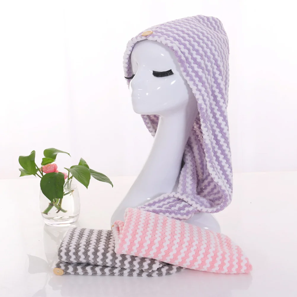 

2Pcs Hair Drying Towel Cap Quick Dry Technology Non-Slip Absorbent Bath Wrap for Women Men Kids After Shower Use Pink Purple