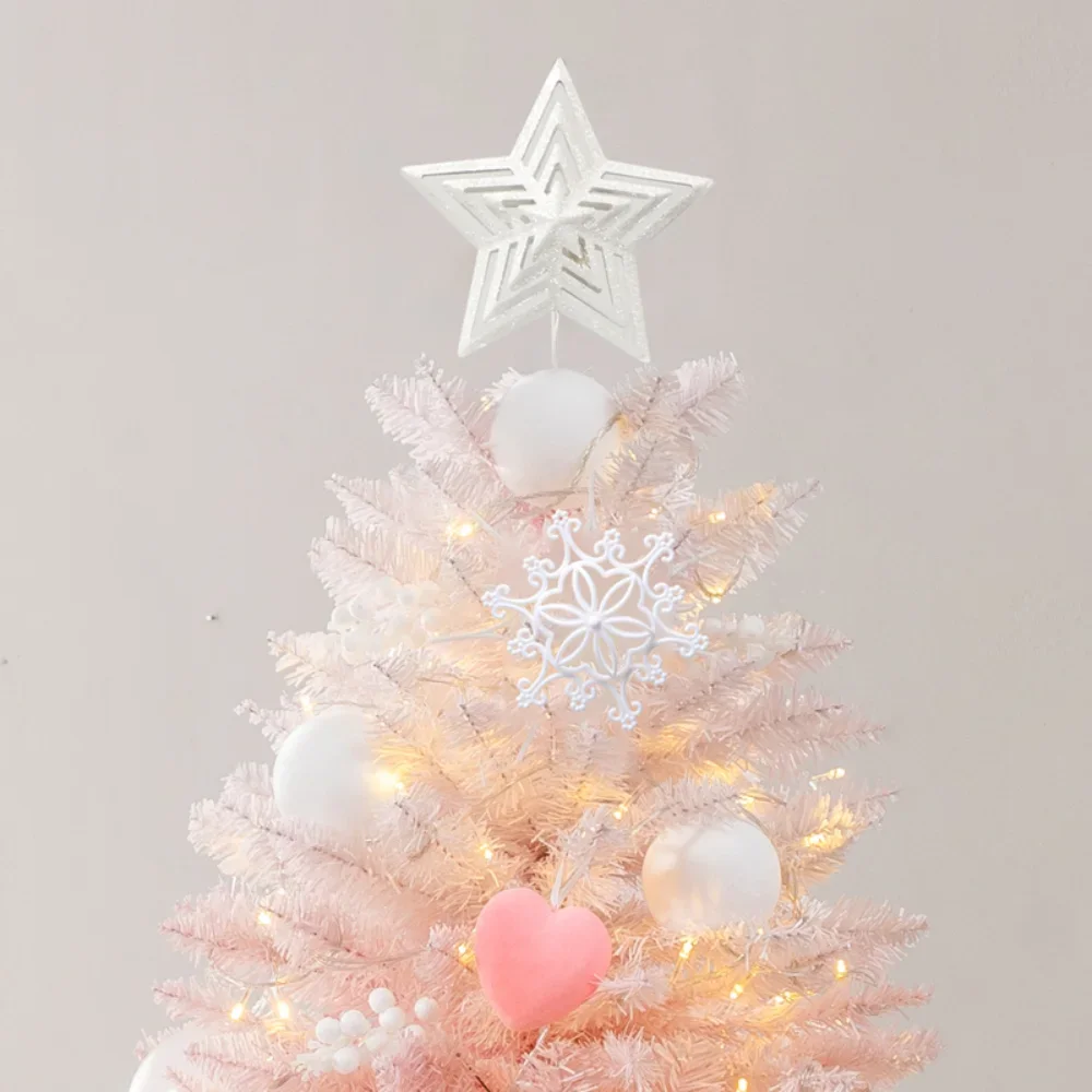 Pink Artificial Christmas Tree，Snow Flocked Hinged Pine Tree with Assorted Ornaments  Spruce Xmas Tree for Christmas Party