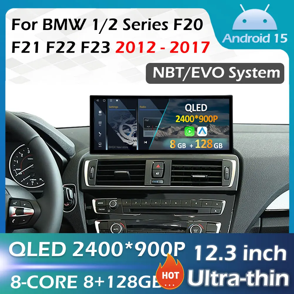Auto Multimedia Video Player FÜR BMW 1/2 Serie F20 F21 F22 F23 2012-2017 Android 15 NBT EVO System QLED Bildschirm BT Zubehör