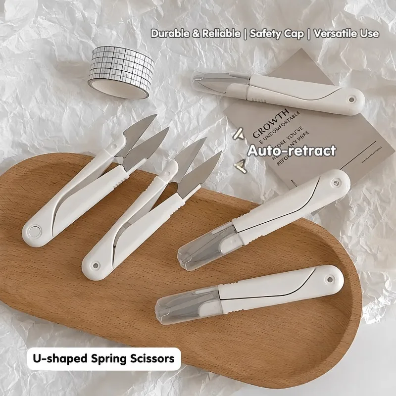 U-Shaped Embroidery Scissors for Thread Cutting, Sewing Yarn Snips, Spring Tool, Cross Stitch Handmade Craft Scissors