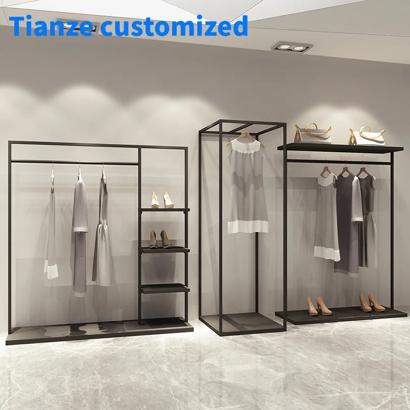 

（customized）Professional Textile Display Racks Floor Standing Clothes Display Hangers Quality Boutique Cloth Stands Racks