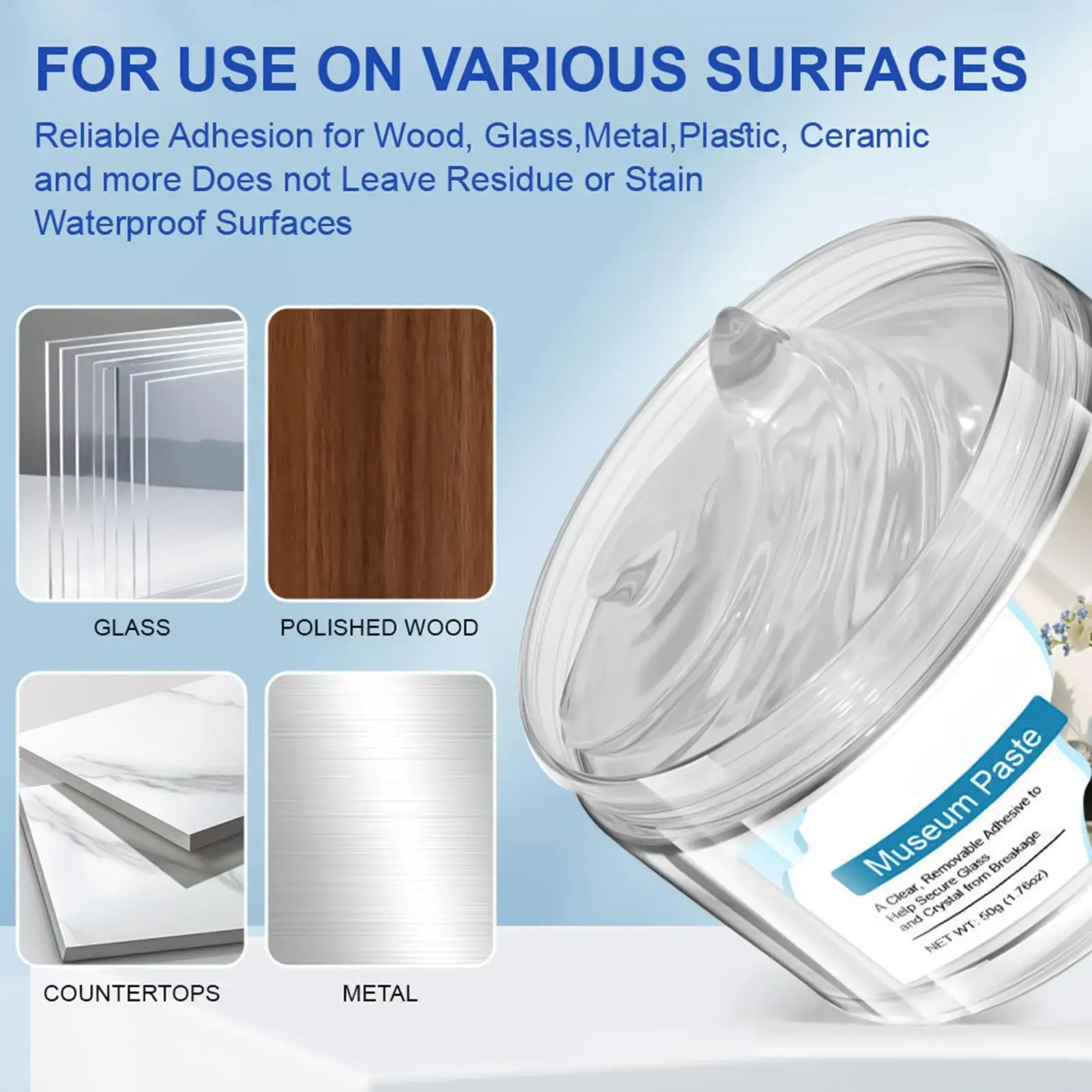 กาวติดตั้งแบบถอดออกได้ 50 กรัม สำหรับงานจัดแสดง งานศิลปะ เซรามิก รูปถ่าย และของตกแต่งผนัง ไม่ทำลายพื้นผิว