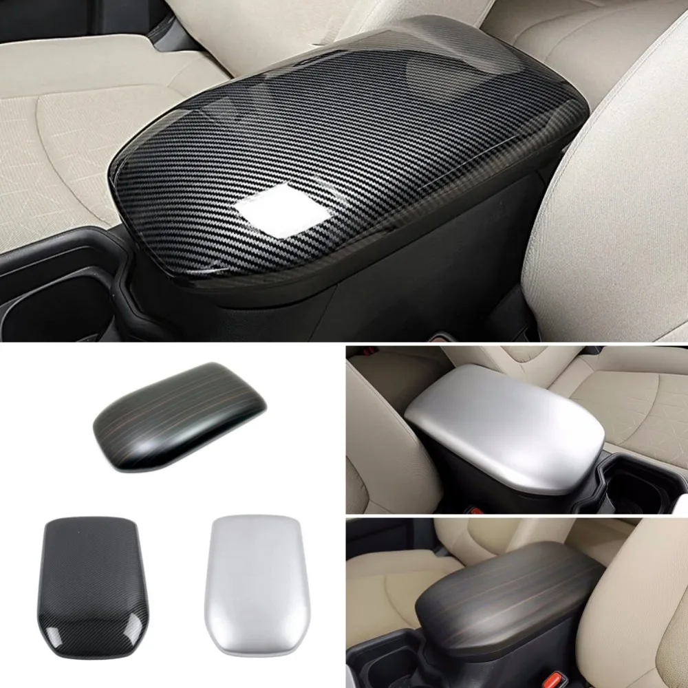 

ABS Carbon fiber Car Armrest Box Cover Central Armrests Panel Trim Accessories For Toyota RAV4 2019-2022 2023 RAV 4 XA50 Hybrid