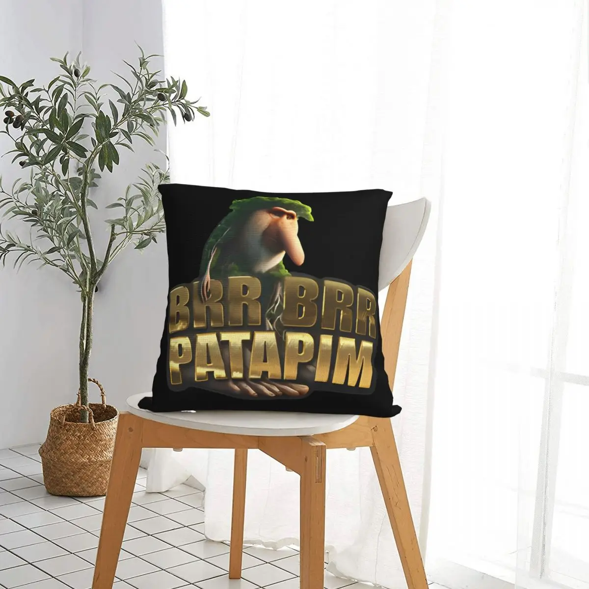 Brr Brr Patapim Brainrot Throw Pillow Cover Polyester Cushions for Sofa Italian Meme Casual Cushion Covers