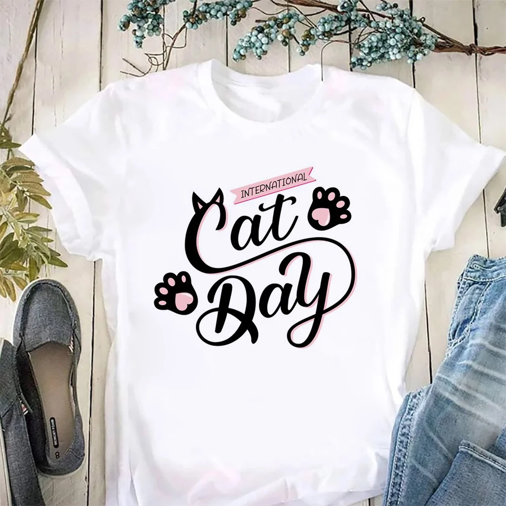 Cute Un Deux Trois Cat T-shirt Funny Cat Mom Gift Tshirt Summer Short Sleeve Cat Lover Graphic Tees Tops Outfits Drop Shipping