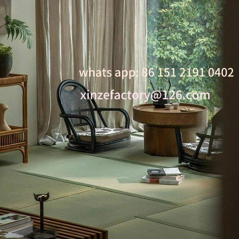 Estilo japonês wabi-**** vento tatami assento cadeira de lazer b & b sala de chá bay janela mesa rattan cadeira traseira giratória